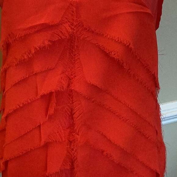 Logix size large red tank top with spaghetti straps & decorated w/strips of ray - Picture 2 of 9